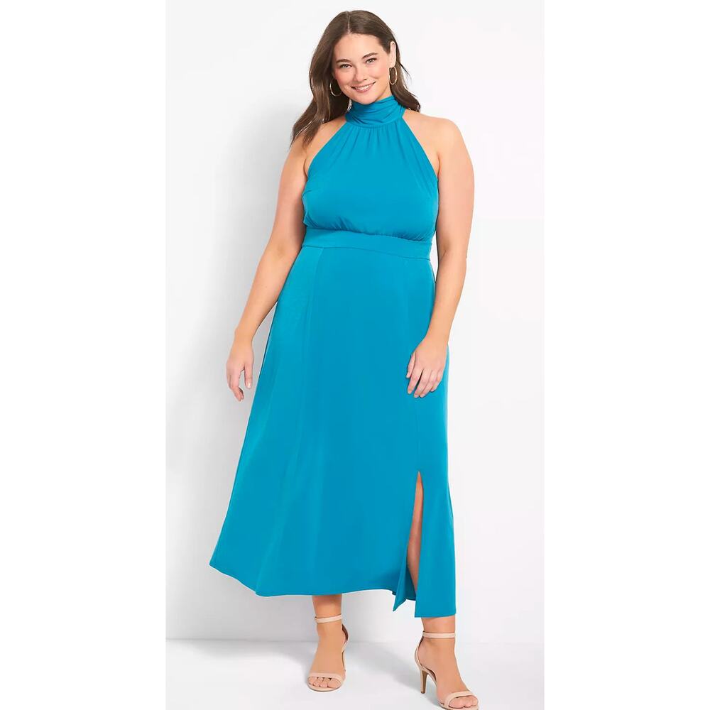 Lane Bryant Halter Tie-Neck Maxi Dress sz 22/24
